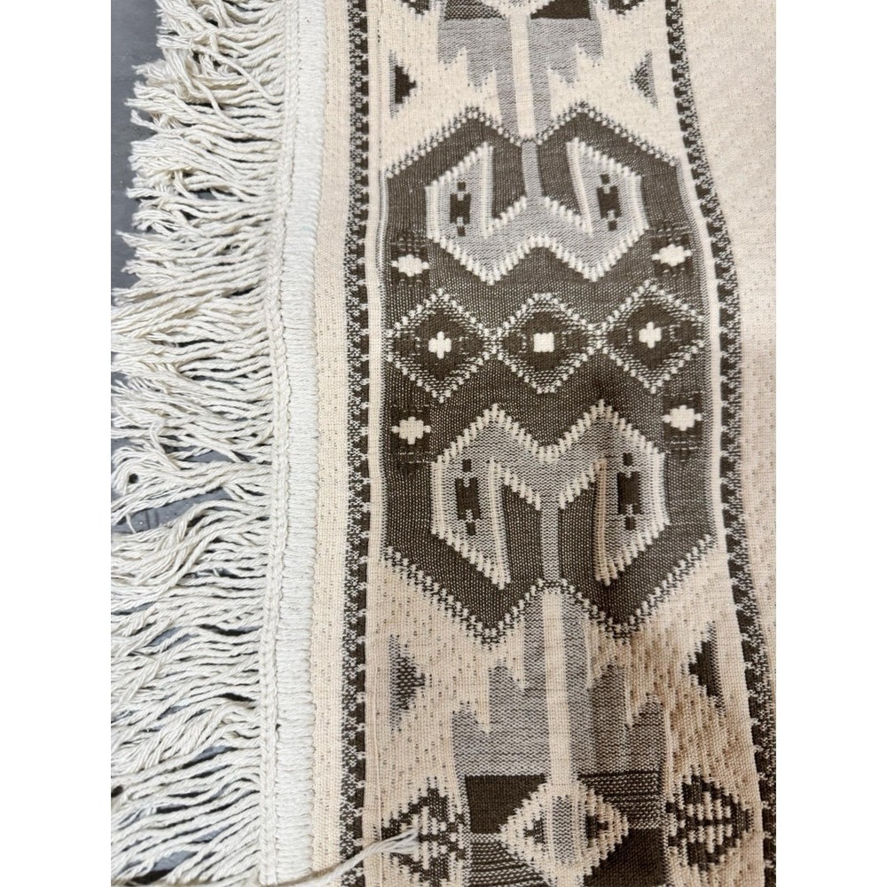 Area Rug Cream Brown 48x25" Scandinavian‎ Southwest Design Cotton Blend - Picture 2 of 8
